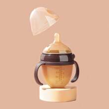带手柄的防胀气婴儿奶瓶，硅胶材质，模拟母乳喂养，150ml/240ml 安全 - 卡其色 - 查看 8