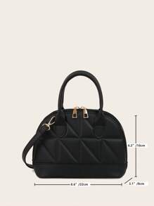 Classic Fashion Solid Color Quilted PU Leather Tote Bag, Women's Versatile Dome Top Handle Crossbody Bag, Simple Travel Vacation Handbag With Adjustable Shoulder Strap, Business Commuting Briefcase Shoulder Bags