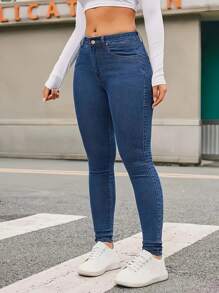 Jeans Azules Deslavados Mezclilla para Mujer Pantalón Ajustados para Dama, Vaqueros Diseño Juvenil, Comodos y Sexys-ZANA - Azul lavado medio - Ver 4