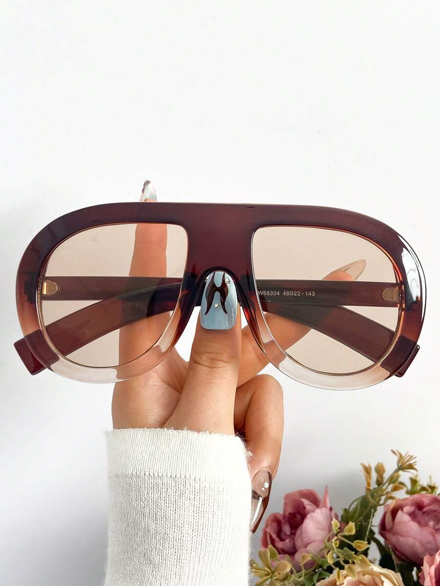 新款时尚复古超大矩形时尚眼镜，男女通用街头风格户外步行街派对休闲日常节日海滩度假简约个性化时尚眼镜，适合女士夏季海滩度假、户外、旅行 - 彩色 - 查看 1