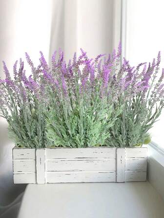 1 件人造 12 头薰衣草花束草，PE 材料，人造花，假植物，房间，书桌，花园装饰，房间装饰，婚礼新娘花束，派对家庭办公室厨房餐桌中心装饰，复活节，春/夏装饰摆件