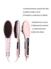 El peinado recto no dana el peinado recto multifuncional con peine electrico de iones negativos para el cabello - Rosa vieja - Ver 7