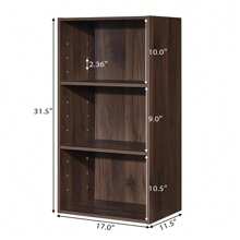 Homasis 3 Open Shelf Bookcase Modern Multi-Functional Storage Display Cabinet Walnut