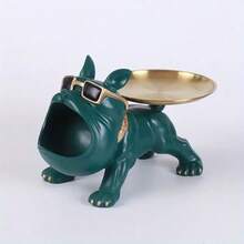 Bulldog Resin Figurine With Storage Tray - Perfect For Home, Office & Living Room Decor | Ideal Mother's Day, Easter & New Year Gift