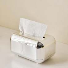 1pc ‌Nordic-Inspired Decorative Tissue Holder‌ - Sleek Metallic Accent Tabletop Organizer For Living Rooms, Dining Areas, Nightstands - Silver - View 9