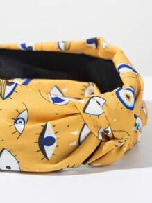 Bandana de Moda Coreana com Estampa de Olho de Demônio em Tecido, Acessório de Cabelo Versátil Minimalista com Coroa Alta Personalizada para Mulheres, Faixa de Cabelo, Tiara