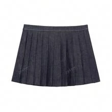 ZEVITY Casual Pleated Denim Mini Skorts For Summer