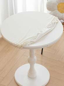 1 件圆形纯色防水桌布，简约风格，防油，防尘，桌罩保护套，适用于书桌、餐桌、咖啡桌、厨房和餐厅、家居装饰 - 白色 - 查看 8