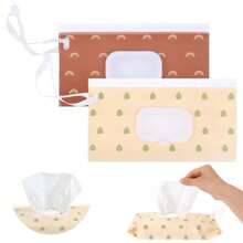 2pcs Baby Wipes Dispenser, Portable Refillable Wipes Holder, Baby Wipes Container, Wipes Dispenser, Reusable Travel Wipes Pouch - Multicolor - View 2