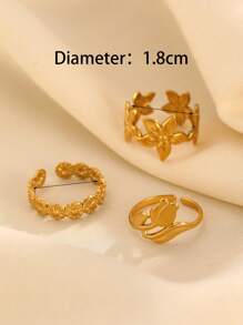 3 Stücke/Set modische Rose & Gänseblümchen strukturierte Edelstahlringe, vielseitiges Schmuckset für Damen, tolles Geschenk für Freunde