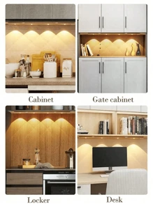 1 件猫眼传感器橱柜灯 USB 可充电运动传感器灯，LED 灯条，可调光 3 种颜色可选，适用于厨房、衣柜、橱柜、卧室、走廊 - 三色光 - 查看 10