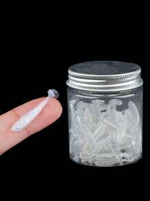 100 Pieces Of Bait In One Bottle, 1.38-Inch Bait T-Tail Soft Bait, Lead Head Hook, Slow Sinking Root Fish Worm, Sea Bass Crooked Mouth Carp, Small And Micro Fake Bait, With Night Light