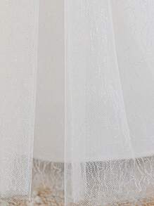 2pcs Baby Girls 0-2 Years Old Outfit Set Mini Dress, White Christening Robe Suitable For Role Play Party - White - View 11