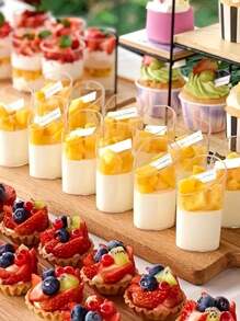 10-50 chiếc cốc tráng miệng mini, cốc nhựa trong suốt nghiêng nhỏ đựng bánh pudding, kem, thạch, tiệc tùng, thích hợp cho bánh kem mini, trang trí món tráng miệng, tiệc sinh nhật, tiệc cưới và các sự kiện khác - trong suốt - Xem 3