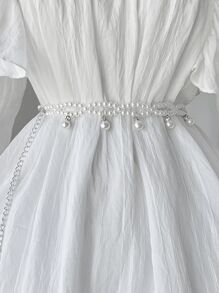 1pc White Faux Pearl Waist Chain, Minimalist & Practical Multi-Use - White - View 1