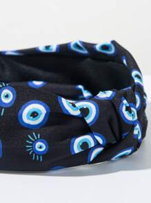 Bandana de Moda Coreana com Estampa de Olho de Demônio em Tecido, Acessório de Cabelo Versátil Minimalista com Coroa Alta Personalizada para Mulheres, Faixa de Cabelo, Tiara