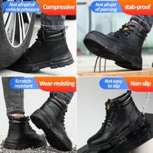Women's Casual Soft Anti-Smash Anti-Puncture High-Top Comfortable Waterproof Anti-Slip Functional Work Shoes, Suitable For All Seasons