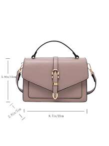 Lightweight, Business Casual Minimalist Flap Satchel Bag(Random Hardware Clips On Both Sides) For Teen Girls Women College Students, Rookies & White-Collar Workers Perfect For Office, College, Work, Business, Commute, Outdoors, Travel, Outings, Business Casual Woman Bag Perfect For Office Business And Work - Khaki - View 5