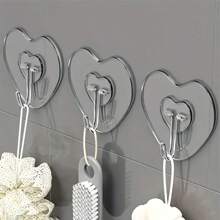 10 Pezzi/20 Pezzi Ganci Extra Large Adesivi Resistenti, Ventose in Plastica Trasparente Senza Foratura Necessaria, Appendini da Parete a Forma di Cuore Rinforzati, Adatti per Cucina e Bagno, Facili da Installare, Stile Casual, Ganci Pratici