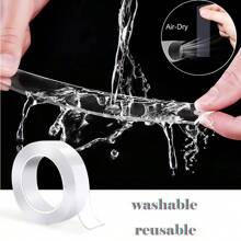 1 Roll Reusable Transparent Double-Sided Adhesive Tape, Suitable For Kitchen & Bathroom Items