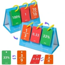 69张小数/分数/百分比转换闪卡，数学思维训练卡，适合3-6岁儿童，家庭和学校教育的数学学习辅助工具，玩具（形状和颜色等细节随机）