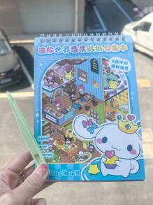 Sanrio Sanrio 8 Styles (16pcs + Tweezers) Landscape Scene Coil Sticker Album Cartoon Miniature Scenery Collection, Including Kuromi, My Melody, Pompompurin, Children DIY 3D Layered Stereo Visual Scene Decoration Stickers, Ideal For Home, Gifts And Prizes,School Supplies,Back To School
