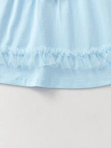 Balabala Balabala Baby Girls' Elsa Dress - Short Sleeve Light Blue With Ruffles - Soft & Comfortable