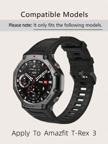 1 件运动风格纯色硅胶智能手表表带，适用于 Amazfit T-Rex 3