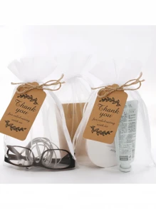 10-600 Pieces Of Mesh Bag With Thankyou Card, Organza Transparent Packaging Bag, Mesh Bag Gift Drawstring Bag, Thankou Card Packaging Label, Gift Thank-You Card, Suitable For Birthday Parties, Father's Day, Mother's Day, Wedding Parties, Graduation Ceremonies, Gender Disclosure Parties, Welcome Parties, Theme Parties, Retirement Parties, Graduation Parties, And Other Holiday Souvenir Packaging, Small Gift Decoration Bags