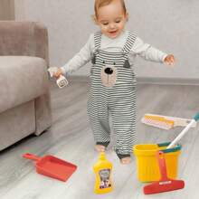 8 pièces Set de nettoyage pour enfants - Balai et balai à jouet de taille enfant, jouets de nettoyage pour jeu de rôle pour la chambre des enfants, cadeau de Noël/anniversaire pour filles et garçons