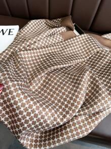 1条女士春夏条纹雪纺围巾，多功能时尚披肩，防晒围巾，适合日常穿着 - 駝色 - 查看 2