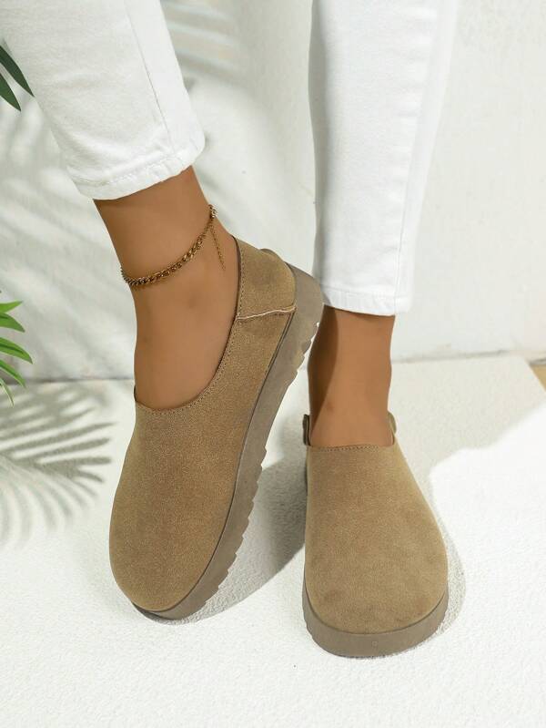 Women's Brown Suede Flat Shoes, Comfortable Loafer Casual Versatile, Spring New Arrival