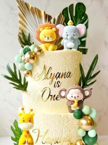 13 件/1 套 - 可爱的丛林野生动物蛋糕装饰、丛林主题派对生日派对丛林婴儿淋浴蛋糕装饰野生动物蛋糕装饰、狮子、长颈鹿、猴子、大象、蘑菇、树、立式标志和路标的野生装饰套装。