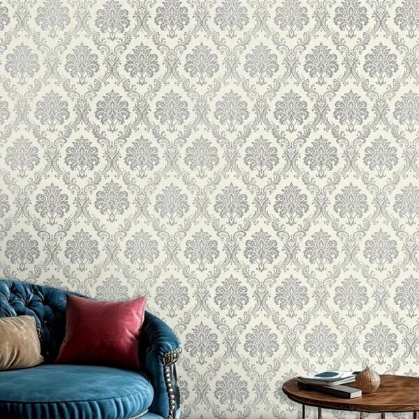 1 Roll Beige Damascus Self-Adhesive Wallpaper, Suitable For Living Room, Sofa Backdrop, Kitchen, Bedroom, Bathroom, Waterproof, Removable, Easy To Install, Random Pattern Matching Room Decor Home Decor Wallpapers Wall Paper Stickers Sticker Wall Decor Wall Stickers Wall Sticker