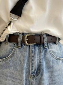 1pc Solid Color Bohemian PU Leather Belt, Excellent Quality, Versatile, Suitable For Jeans, Black, For All Seasons, Women Summer, School Fall, Autumn, Halloween