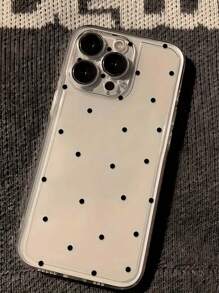 1pc New Minimalist Allover Small Black Dot Pattern Phone Case Suitable For IPhone 16 Pro Max, 11/12/13/14 Plus, XR/7/8 Plus, 15 Pro Max