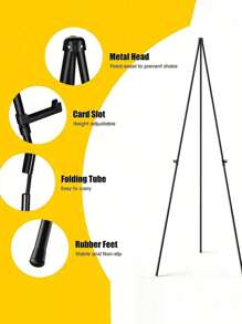 1PC 66inch Foldable Easel Stand, Baby Shower Sign Easel Stand - Portable Display Stand - Holds 5lbs" For Baby Shower Party Banner And Poster Display Adjustable Metal Tripod Ground And Tabletop Easel Stand, Large Floor Adjustable Metal Painting Easel Tripod Black Base Easter Gift,Wedding Basics Easel Stand Instant Floor Poster Lightweight Collapsible Birthday Wedding Outdoor Decoration