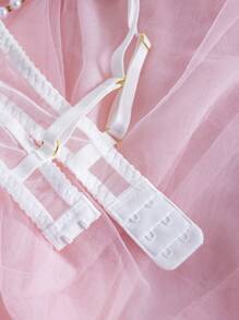 Sexy Lingerie, Fashionable White Lace Lace Lingerie Set, No Cup Bra And G-String Panties