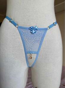 Thong Panties Pendant In Opening Panties In Women's Thongs Sexy Lace Lingerie Sensual Intimate Fashion - 淺藍色 - 查看 7