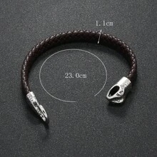 1pc European & American New Punk Style Snake Head Hippie Leather Bracelet Bangle For Men