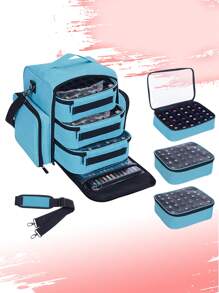 Cutie de depozitare pentru ojă cu 90 de sticle, poate conține până la 90 de sticle (15 ml/0,5 oz), cu 3 buzunare detașabile și 4 buzunare cu fermoar, ideală pentru pasionații de nail art și manichiuriste. Cadou excelent pentru femei, cadou de Crăciun, cadou pentru femei. - Multicolor - Vizualizare 9