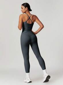 MASKERT "2-Piece Set"Women's Vest Yoga Tight Pants Set, High Stretch Running Sports Set, Comfortable And Skin Friendly