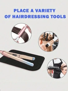 Estera resistente al calor de silicona para herramientas de peinado, funda protectora antideslizante portátil y almohadilla de descanso para rizadores, planchas alisadoras, varillas, evita daños en el mostrador, ideal para viajes y uso en salón doméstico, textura ondulada para un agarre seguro, fácil de transportar.