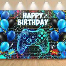 Game Themed Birthday Party Backdrop, Suitable For Gaming Upgrade Birthday Celebrations, Fit For Holiday Parties, Home Decor And Studio Props