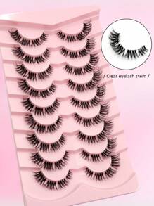 Asiteo 9 Pairs Natural Criss-Cross Transparent Band False Eyelashes, Create Natural & Voluminous Effect, Suitable For Everyday Makeup - Natural Lashes - View 6