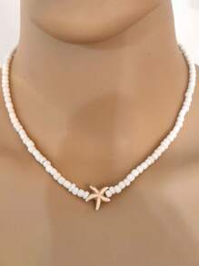 1pc Boho Shell & Bead Necklace, Handmade Beaded Choker Necklace, Minimalist Summer Beachwear Accessory - Multicolor - View 4