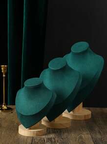 Wooden Human Figurine Green Mannequin Jewelry Display Rack Stand, Countertop Jewelry Organizer Display Stand Prop - Green - View 2