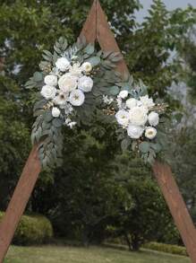 2 件/套浪漫白色人造婚礼花人造拱门花人造婚礼拱门花套装婚礼迎宾标志装饰 2 件套人造花花环用于婚礼迎宾标志、仪式和婚宴装饰