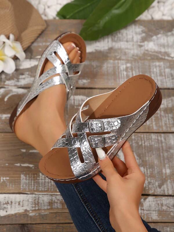 New Fashion Summer Platform Wedge Sandals With EVA Cushioned Insole, Breathable Mesh & Suede Blend Upper, Neon Color Contrast Webbing Strap With Reflective Trim, Thick Non-Slip Wavy Sole, Suitable For Daily Wear, Music Festival, Beach Vacation