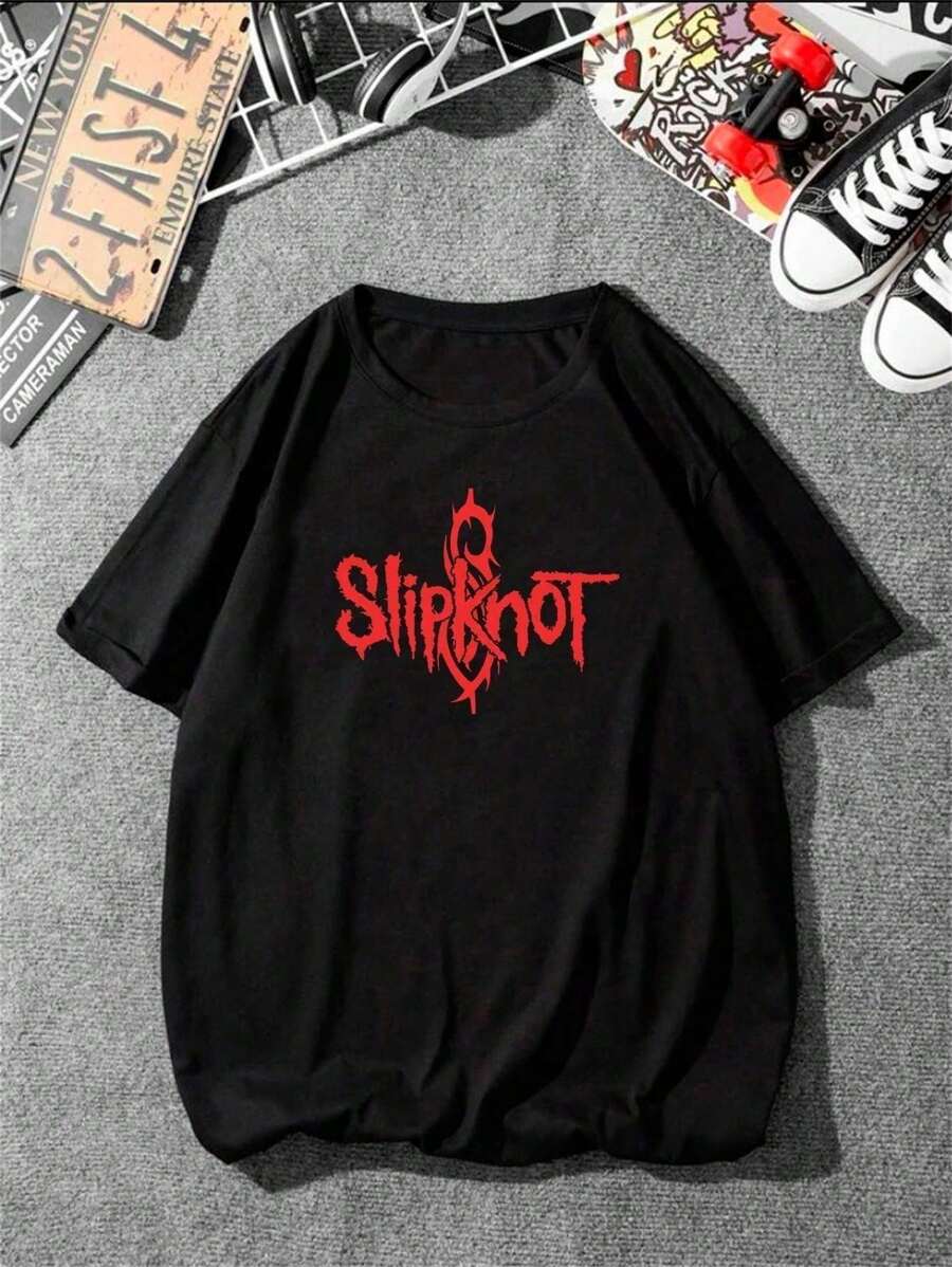 T-Shirt Rock Metal Band Heavy Metal Nu Metal Old School Emo Gothic T-Shirt Unisex Men Women 100% Cotton Top Premium Streetwear New Release Various Colors!! Plus Size - 黑色 - 查看 1